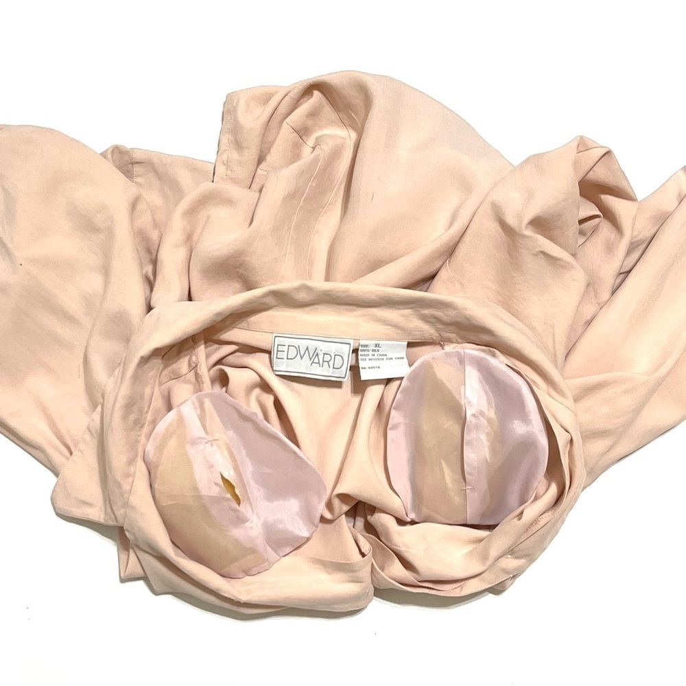 Edward Woman 100% SILK Light Salmon Long Sleeve Button Shirt Size XL - Picture 12 of 12